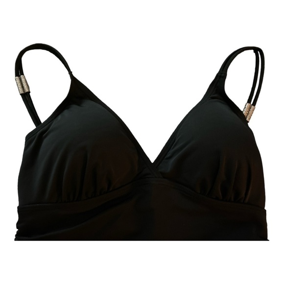 FantaSizer swimsuit, size 10, black with midriff ruching and skirt. One piece. - Picture 4 of 5